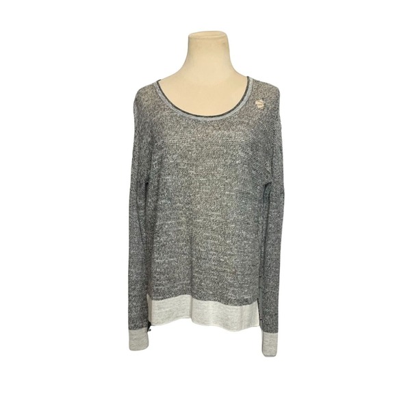 Rag & Bone distressed open knit long sleeves gray sweater size M - Picture 1 of 7